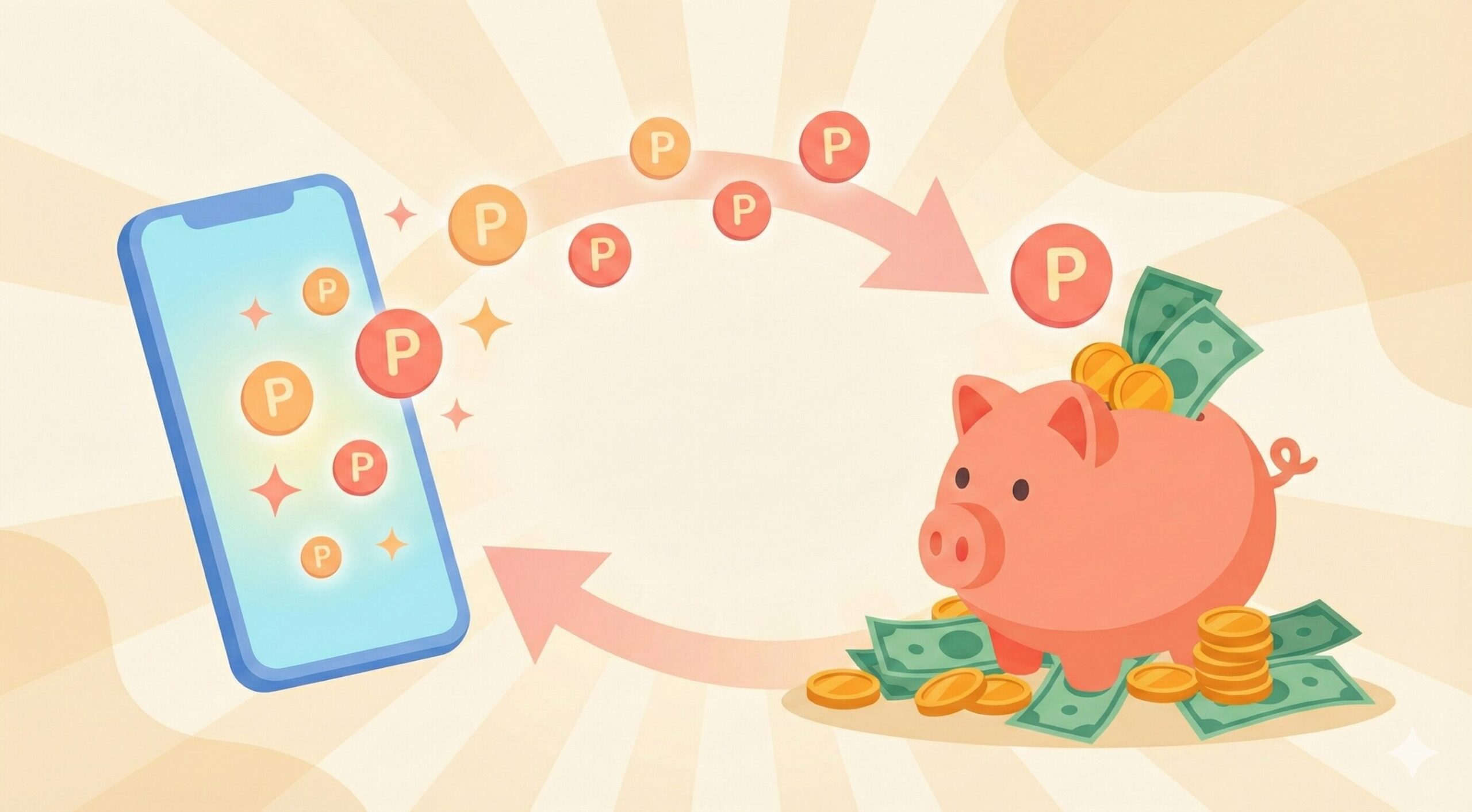 休職中にお金稼ぐリスクを避け、スマホ節約で現金を残すイメージイラスト